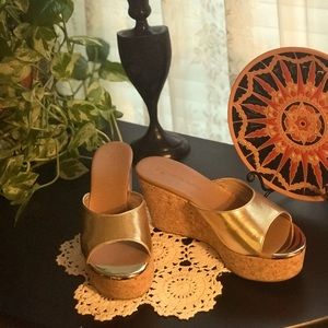 Boston Proper Golden Wedge Sandal.